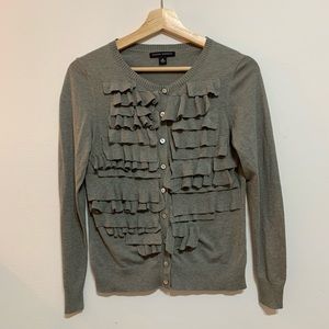 Banana Republic Ruffle Silk Blend Cardigan Gray